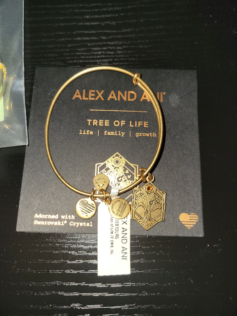 Alex and Ani Gold Tree of Life Charm Bangle with Tag Charms